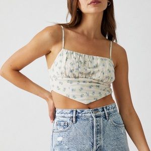 pacsun floral corset tie back tank